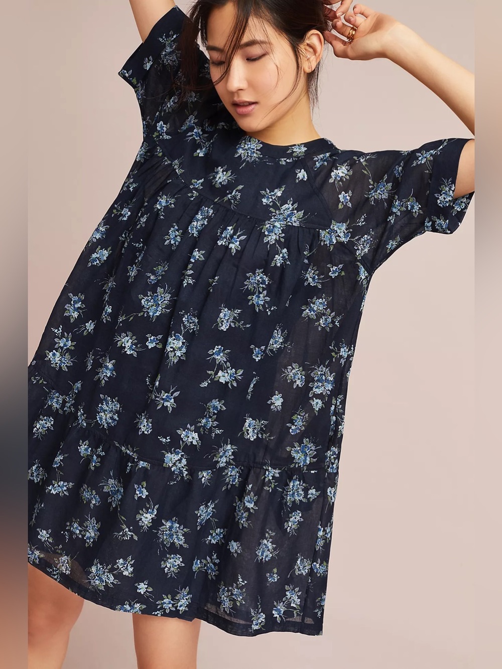 Current/Elliott Anthropologie Floral Swing Mini Dress Cotton - Size 2 (Medium)